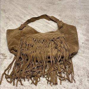 Genuine Suede Leather Fringe Bag